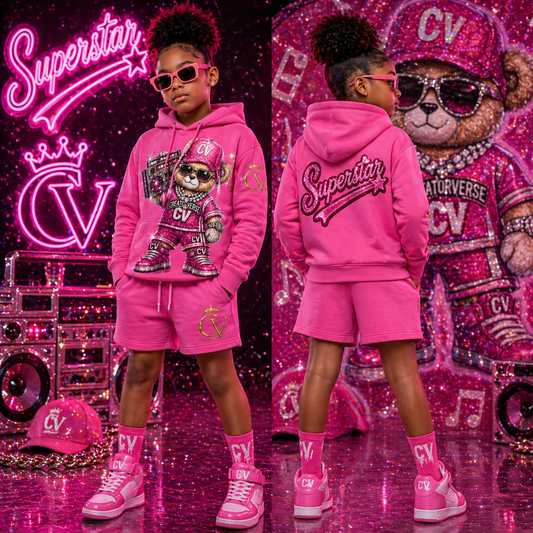 CV Superstar Girls Tracksuit – Hot Pink