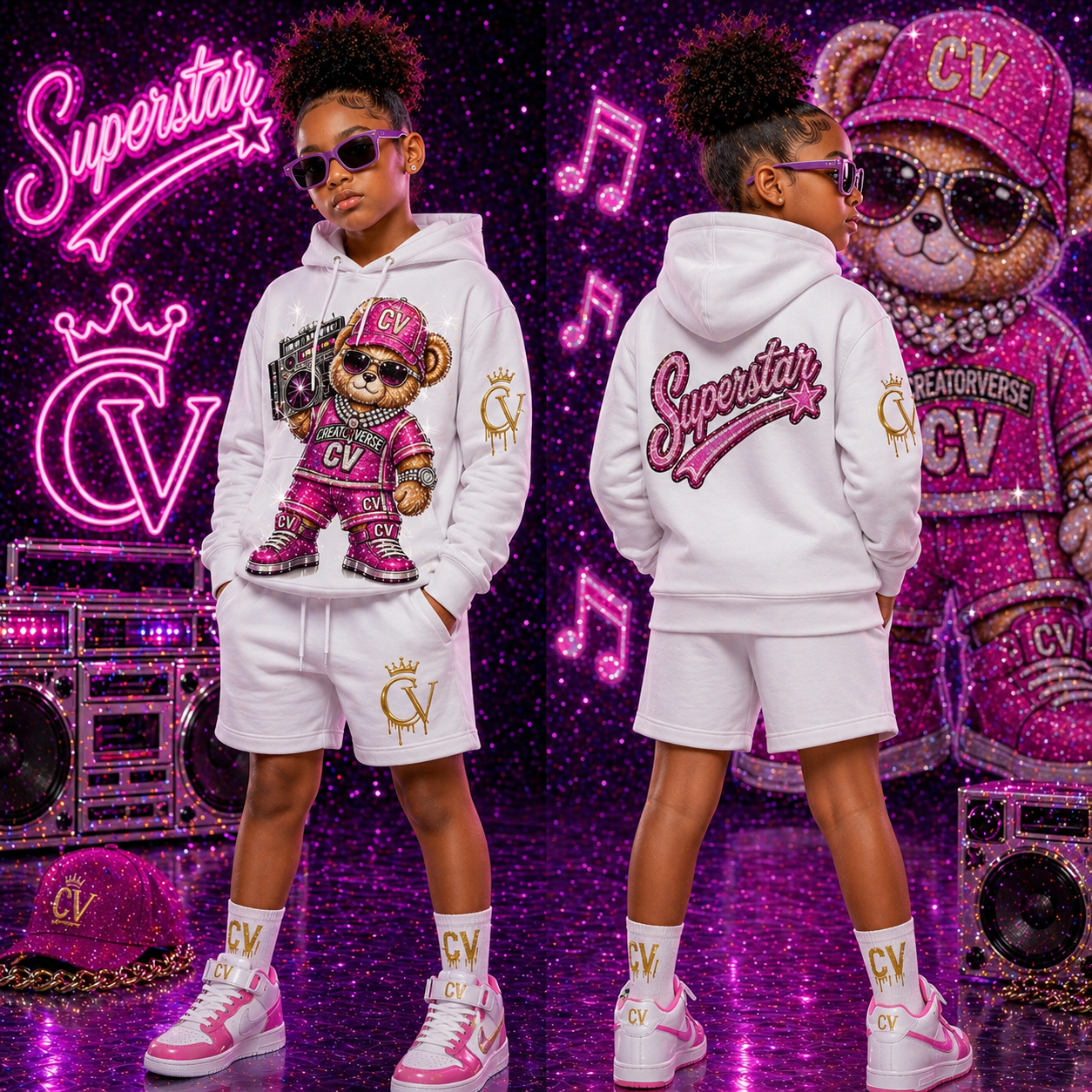 CV Superstar Girls Tracksuit – Hot Pink